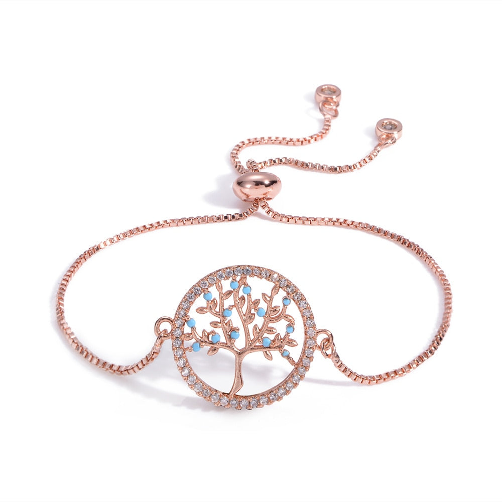 pulsera arbol vida rosa