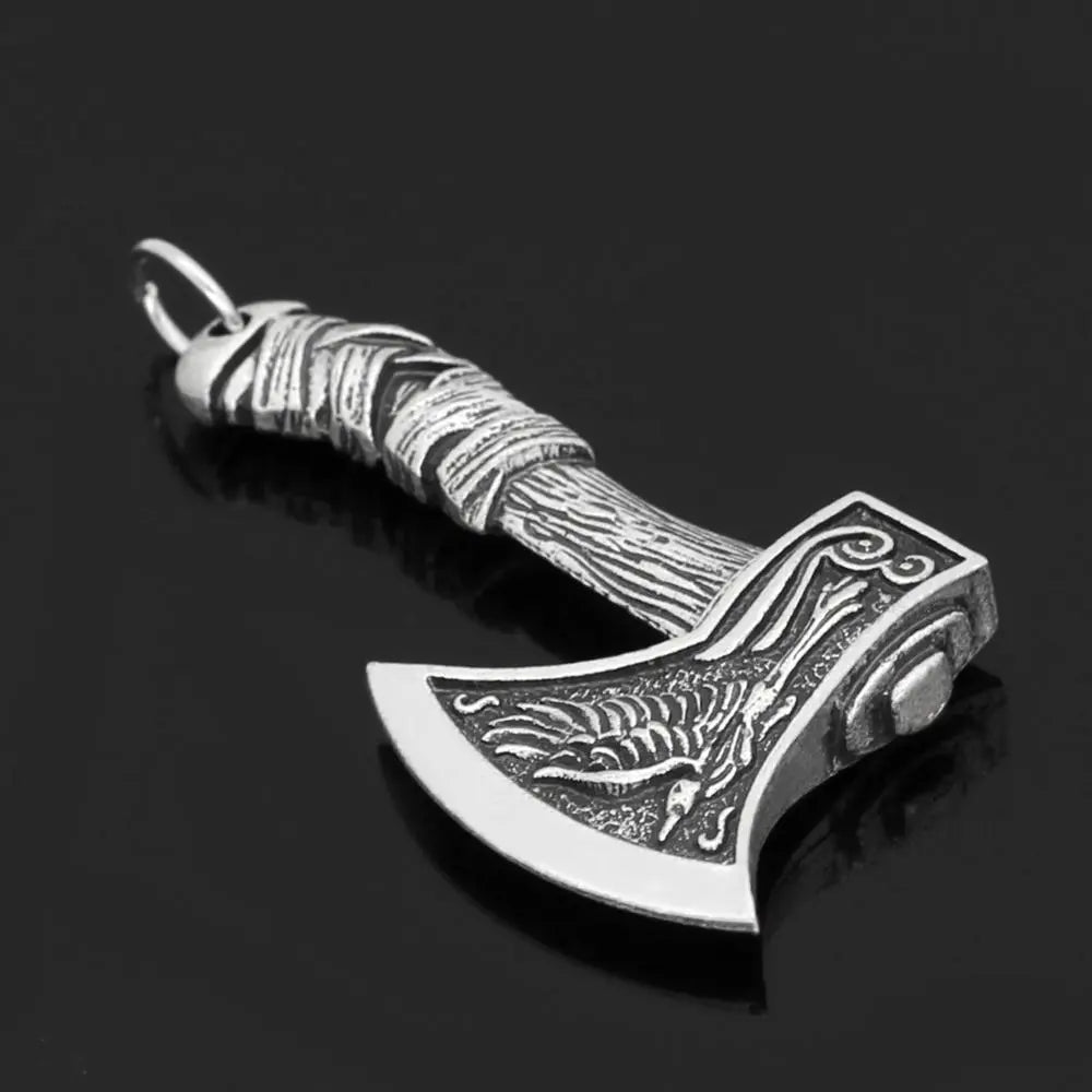 collar hacha vikinga hombre plata