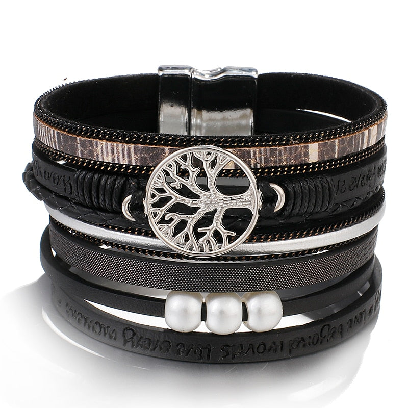 pulsera con arbol de la vida negro