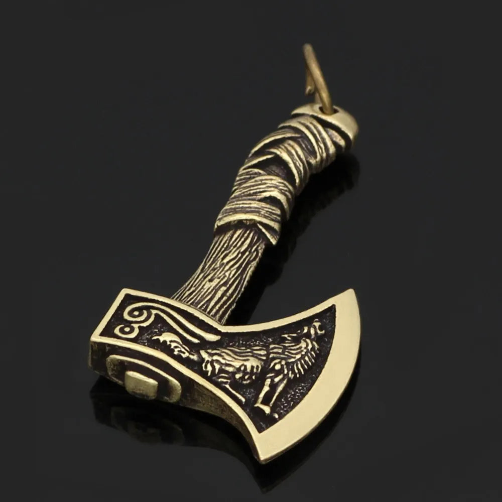 collar hacha vikinga hombre bronce
