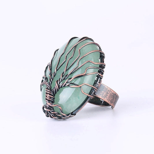 anillo arbol de la vida mujer aventurina verde