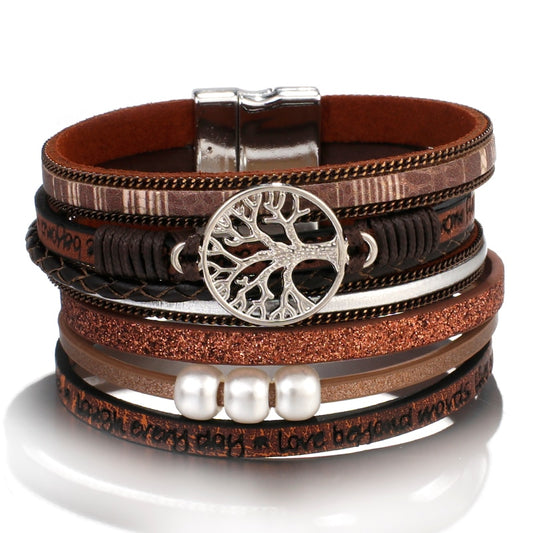 pulsera con arbol de la vida marron