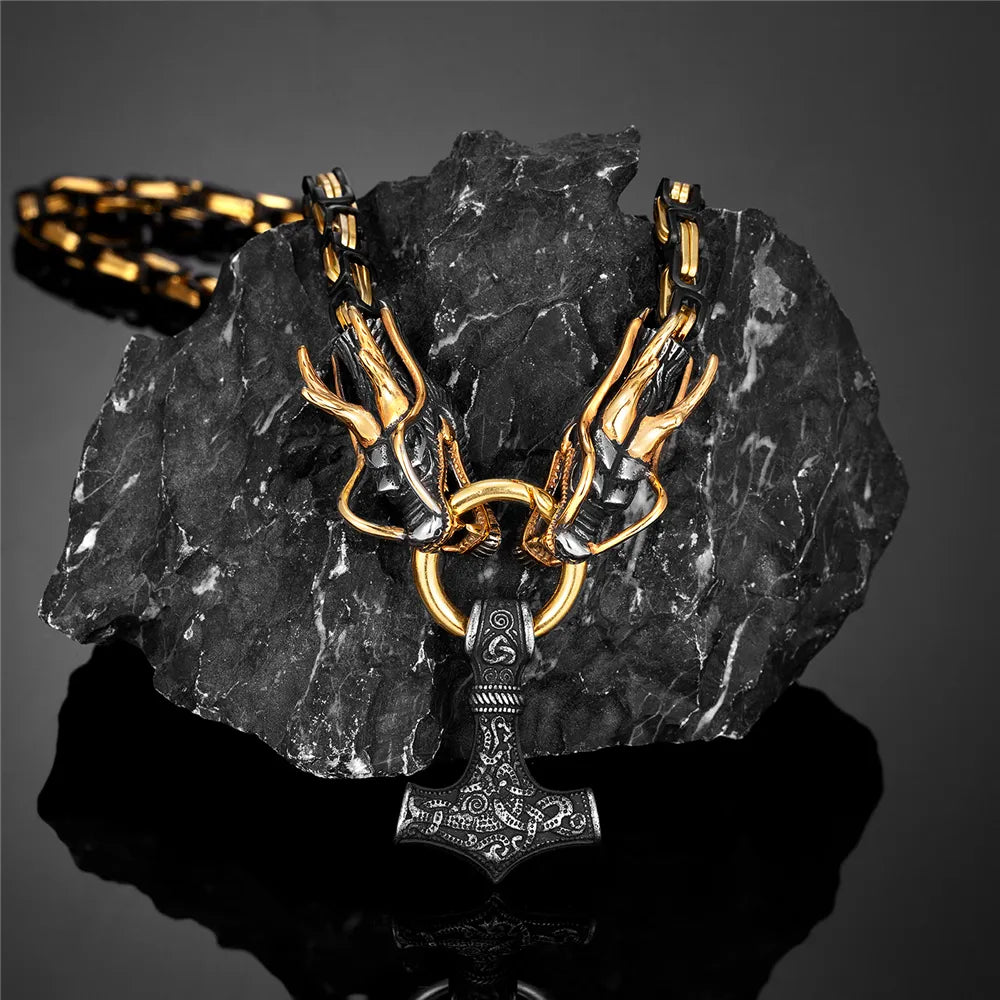 collar dragon mjolnir gris