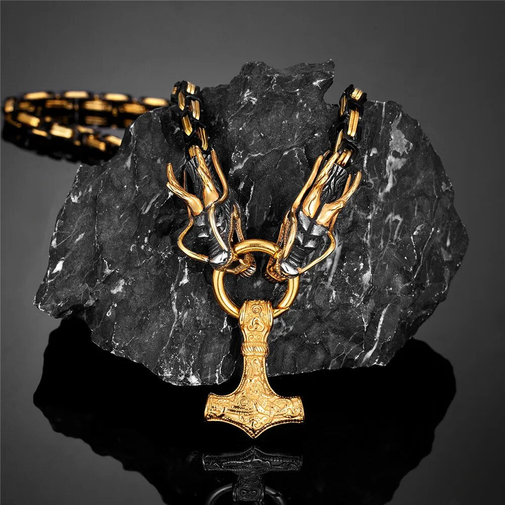 collar dragon mjolnir dorado