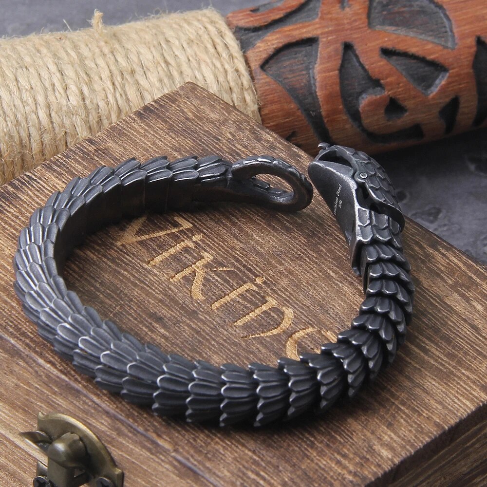 pulsera cadena serpiente negra