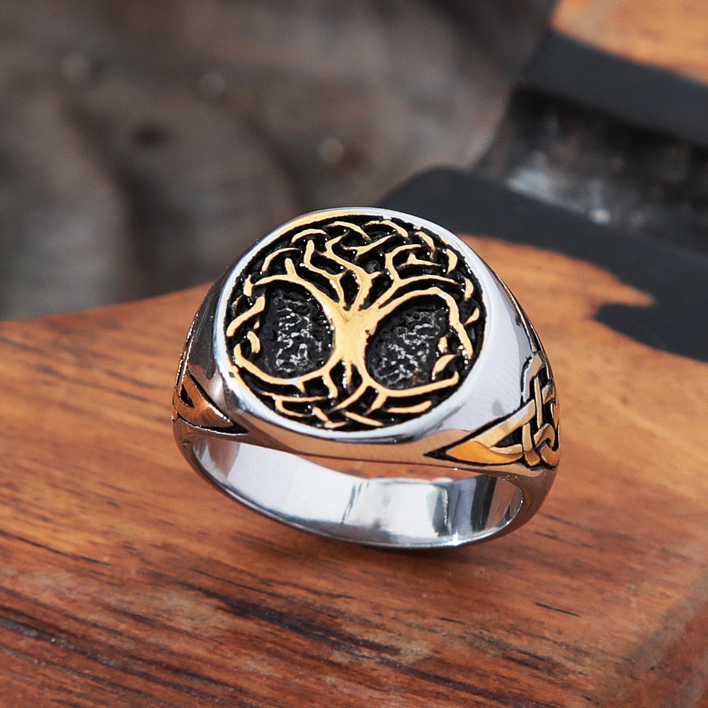 anillo con arbol de la vida plata