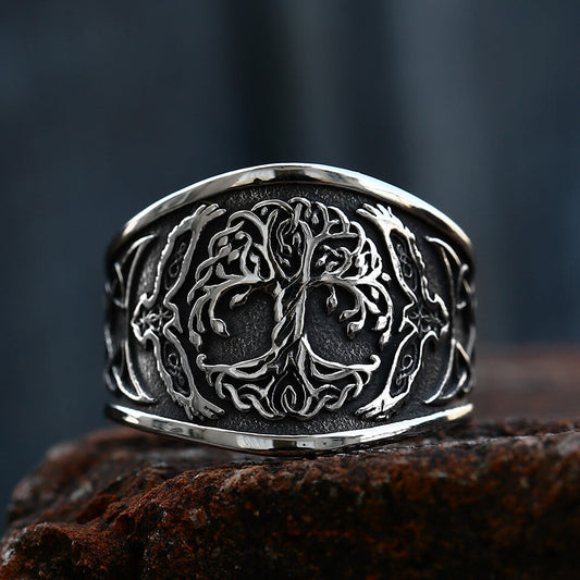 anillo vikingo yggdrasil acero