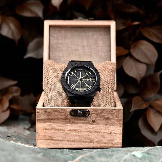 reloj negro madera vegivisir
