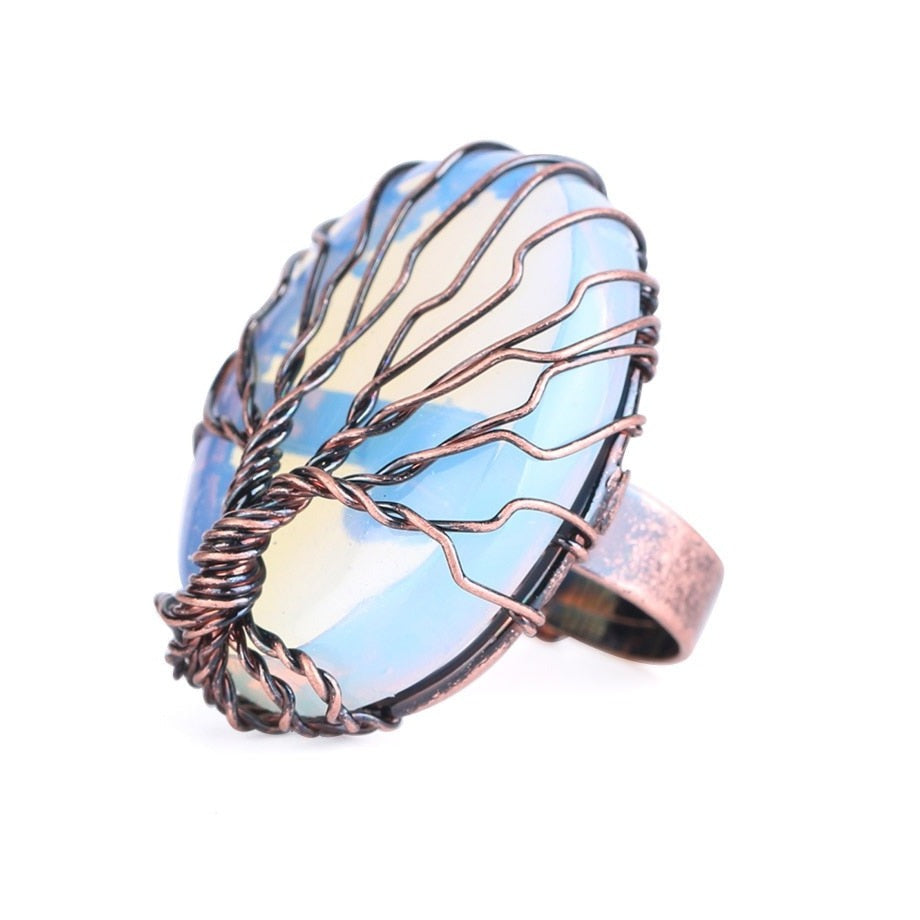 anillo arbol de la vida mujer opalo