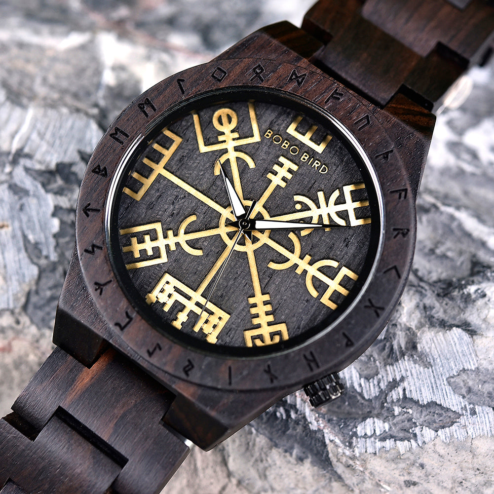 reloj madera vegvisir negro