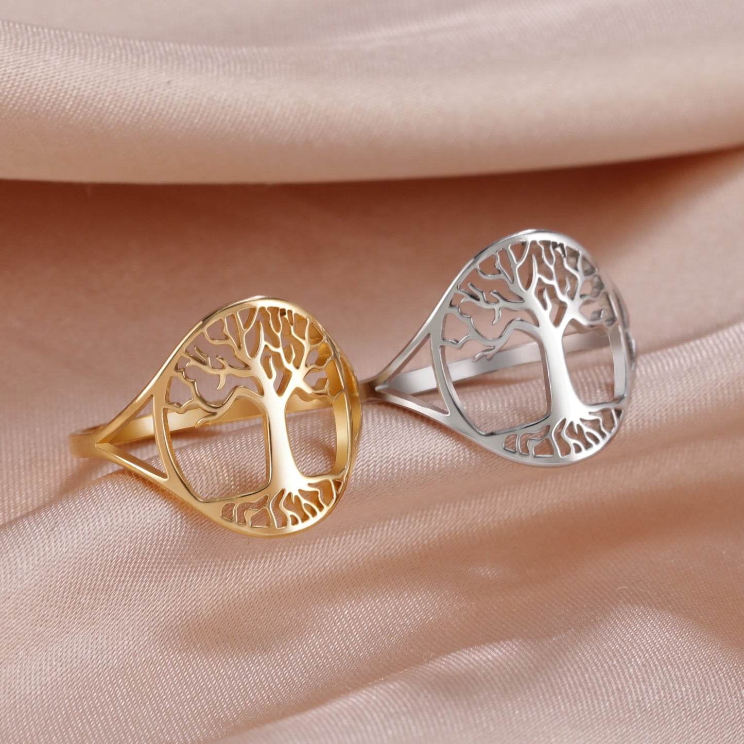 anillos arbol de la vida plata y oro