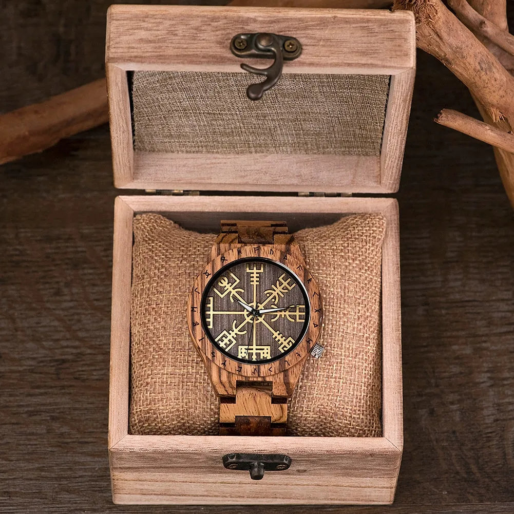 reloj vegvisir de madera