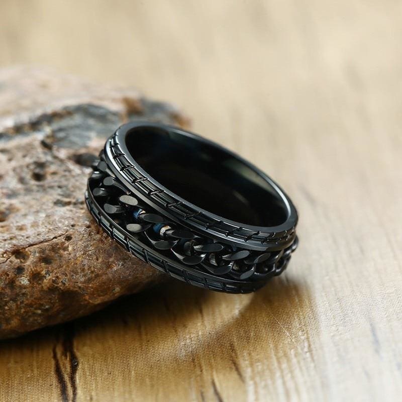 anillo vikingo cadena negra
