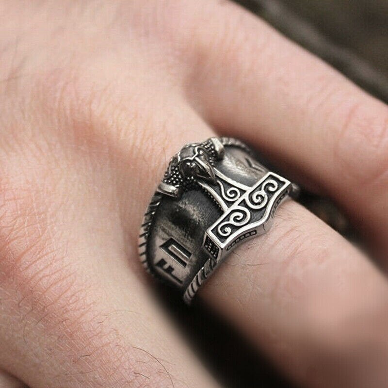 anillo martillo de thor mjolnir