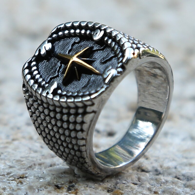 Anillo Vikingo Brújula Negra