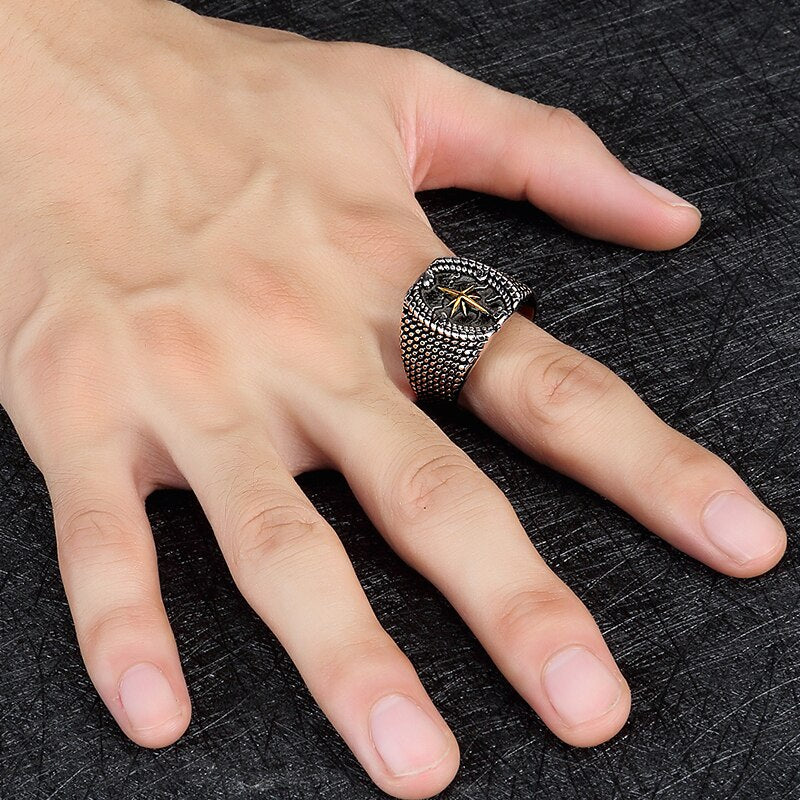 Anillo Vikingo con Brújula Negra