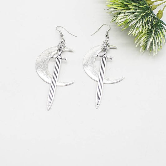pendientes espada y luna