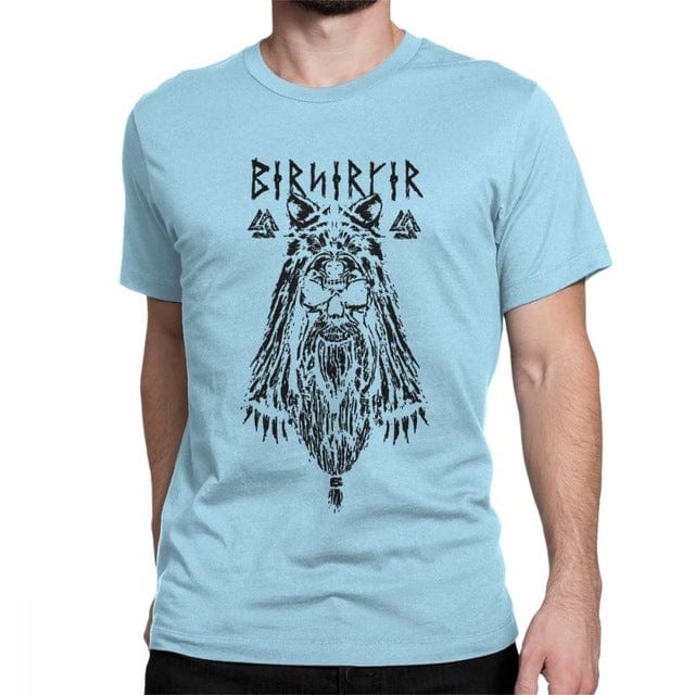 camiseta vikinga berserker azul claro