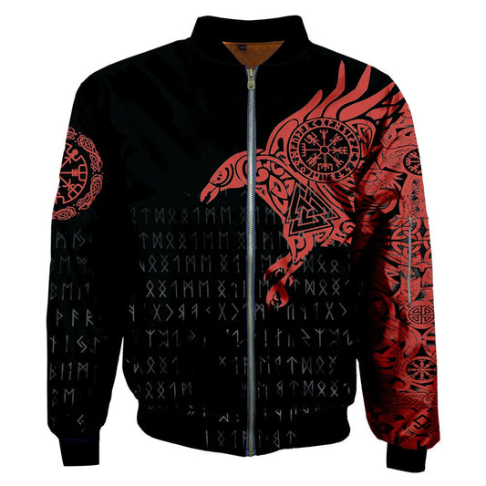 chaqueta cuervo vikingo rojo