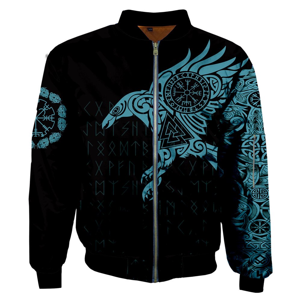 chaqueta cuervo vikingo azul