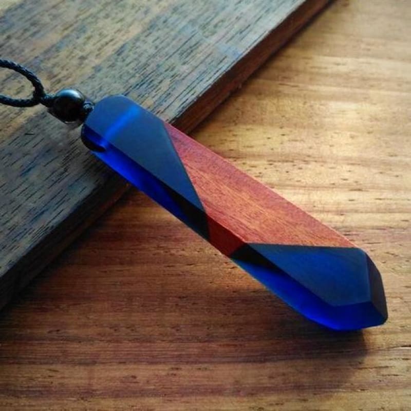 Collar madera resina azul