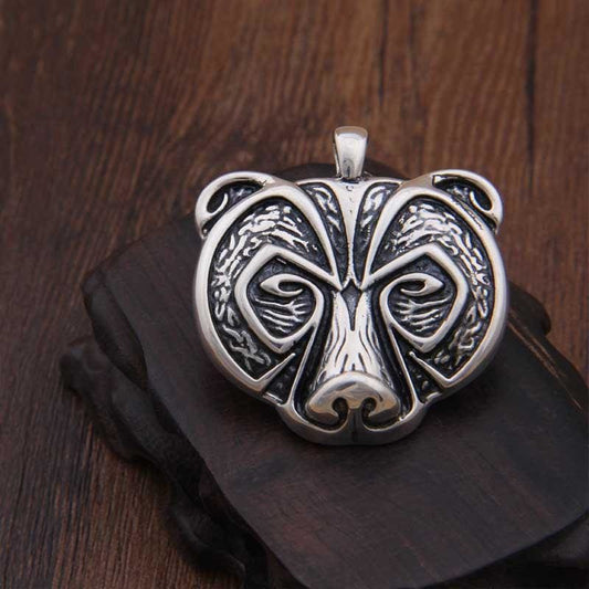 Collar Cabeza Oso Plata