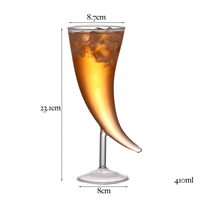 cuerno vidrio para beber