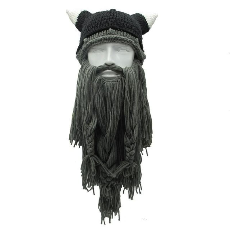gorro vikingo barba gris oscuro