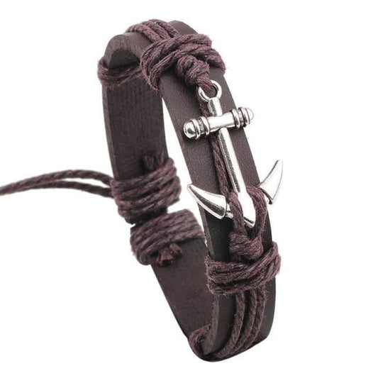 Pulsera Ancla Cuero marron