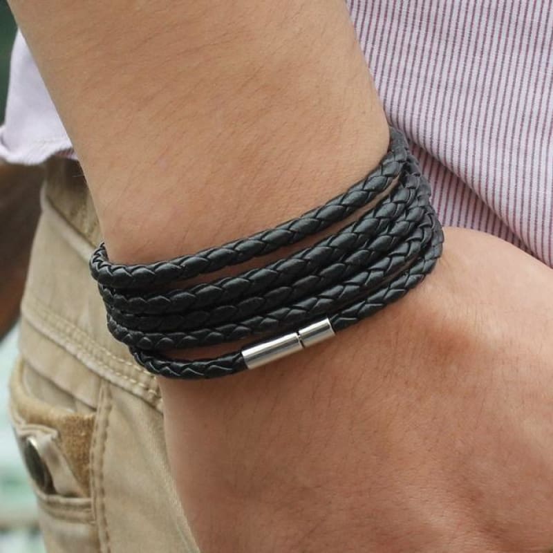 Brazalete de Cuero Trenzada