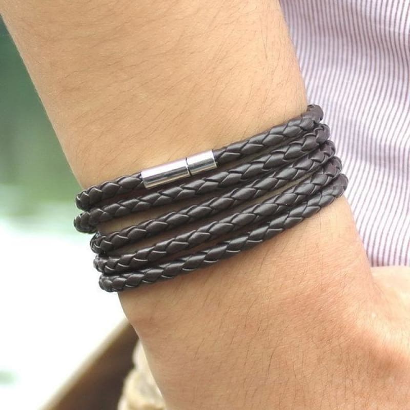 Brazalete de Cuero Trenzada Vikingo