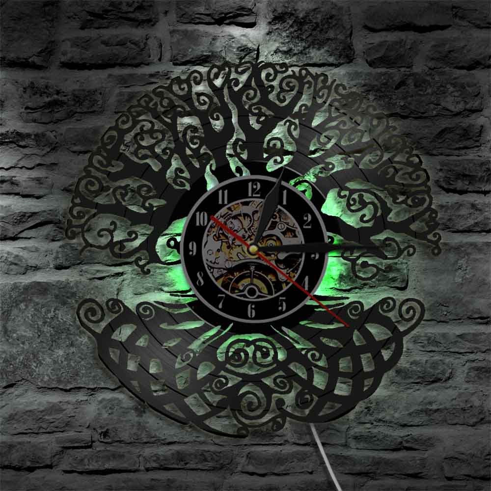 reloj de pared yggdrasil verde