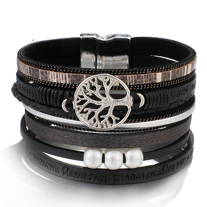 pulsera con arbol de la vida negro