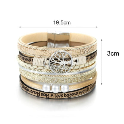 pulsera con arbol de la vida beige