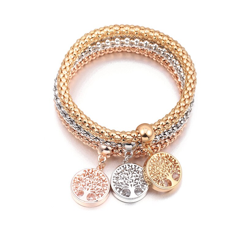 pulseras arbol de la vida dorado y plateado