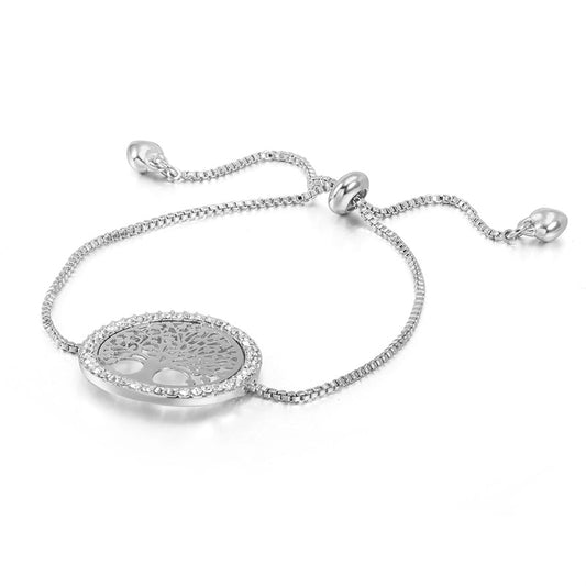 brazalete con arbol de la vida plateado