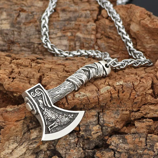 collar hacha vikinga hombre