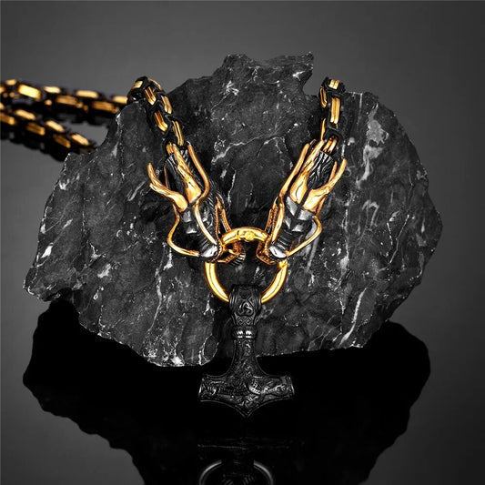collar dragon mjolnir negro