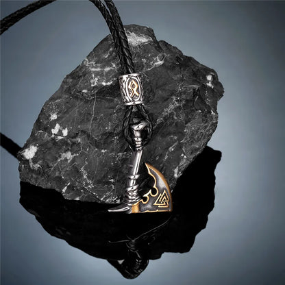 collar hacha valknut cuero