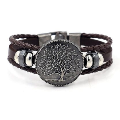 pulsera arbol de la vida cuero marron