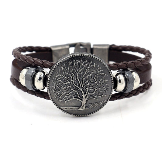 pulsera arbol de la vida cuero marron