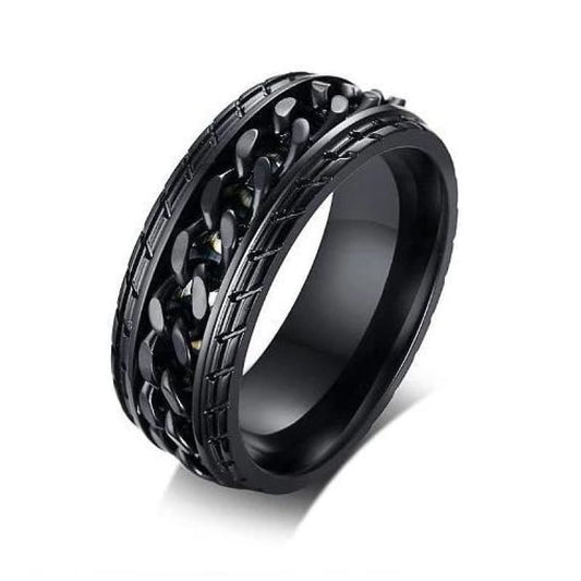 anillo cadena negra