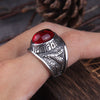 anillo runas piedra roja