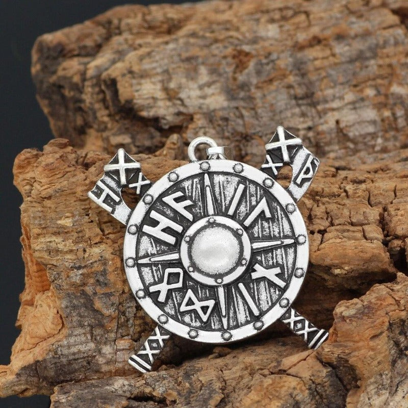colgante escudo vikingo runas