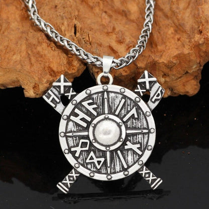 colgante escudo vikingo hachas