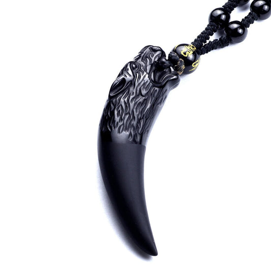 collar lobo obsidiana