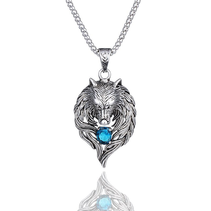 collar lobo piedra azul