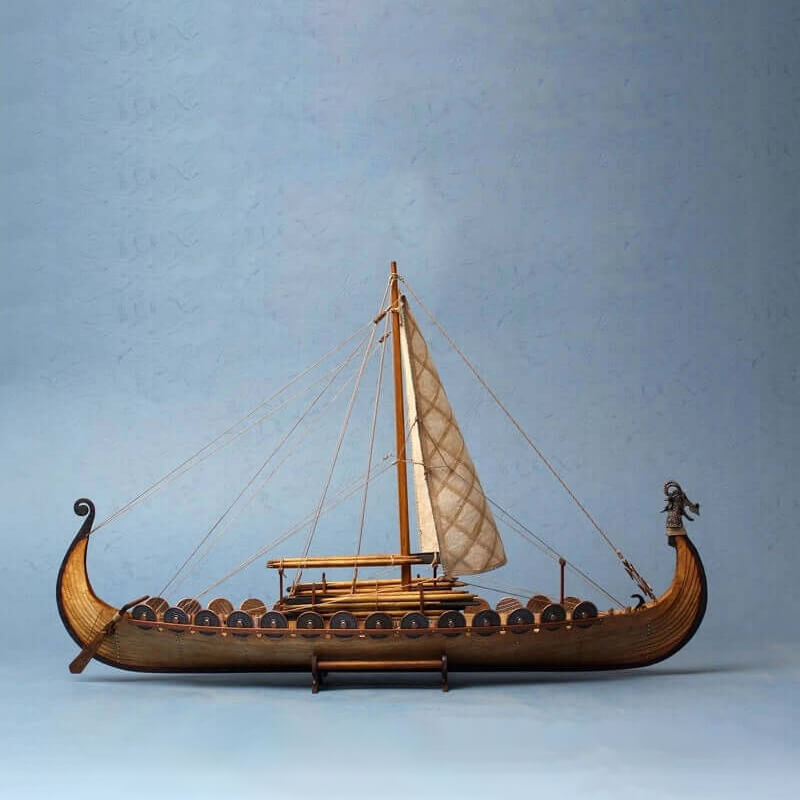 maqueta barco vikingo madera