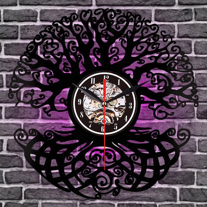 reloj de pared luz led yggdrasil