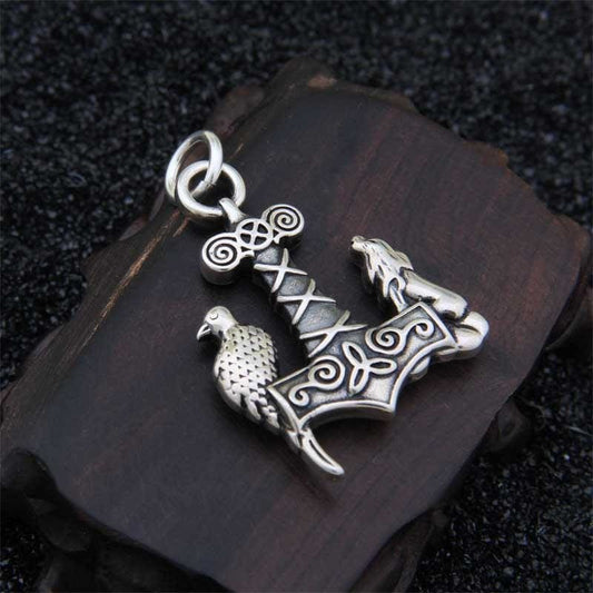 Collar vikingo lobo y cuervo